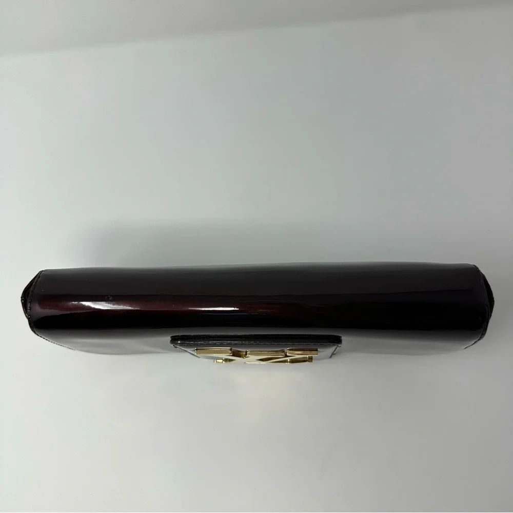 Louis Vuitton Dark Burgundy Clutch with Gold Logo